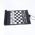 Custom Logo Outdoor PU Leather Roll-up Backgammon & Chess Board Set Portable Roll-up Game Set