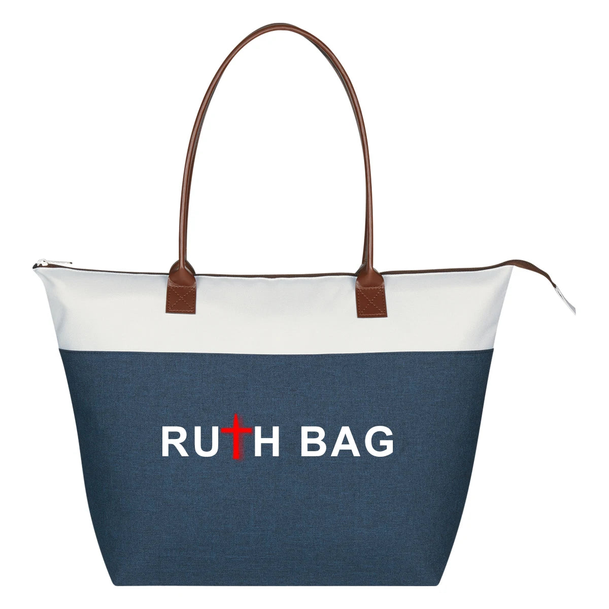 Ruthbag Eco-Friendly Large Premium Cotton Canvas Linen Tote Bag Customized Zippered Grocery Shopping Bag with Leopard Pattern