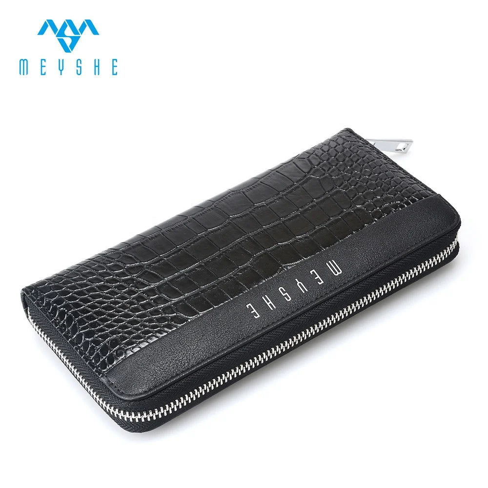 Custom Latest Fashion Black PU Leather RFID Women Long Zip RFID Blocking Wallets with Large Capacity & Multi-Function