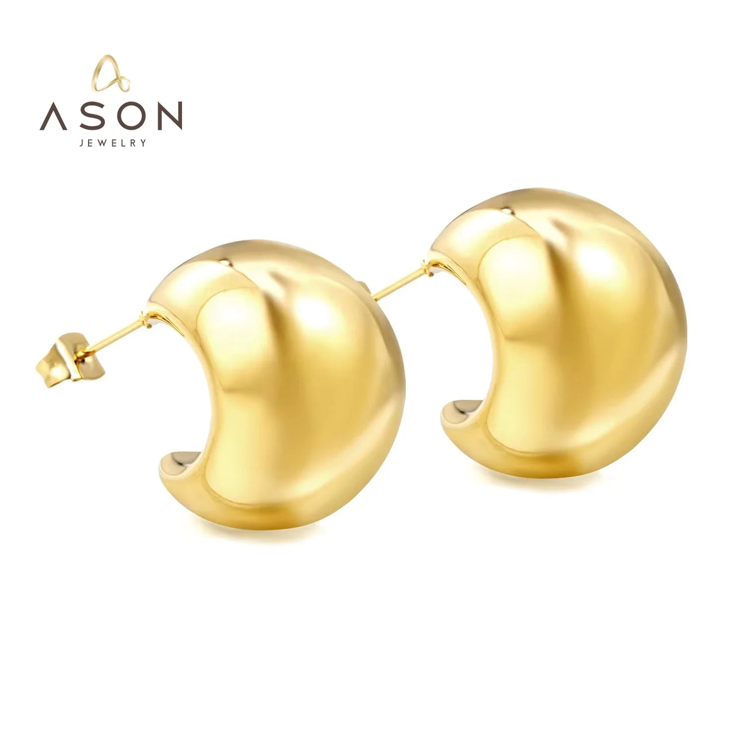 Ason Factory Direct Product Stylish and Minimalist Circular HollowPVD 18k Earrings Stainless Steel Stud  Earring for Women