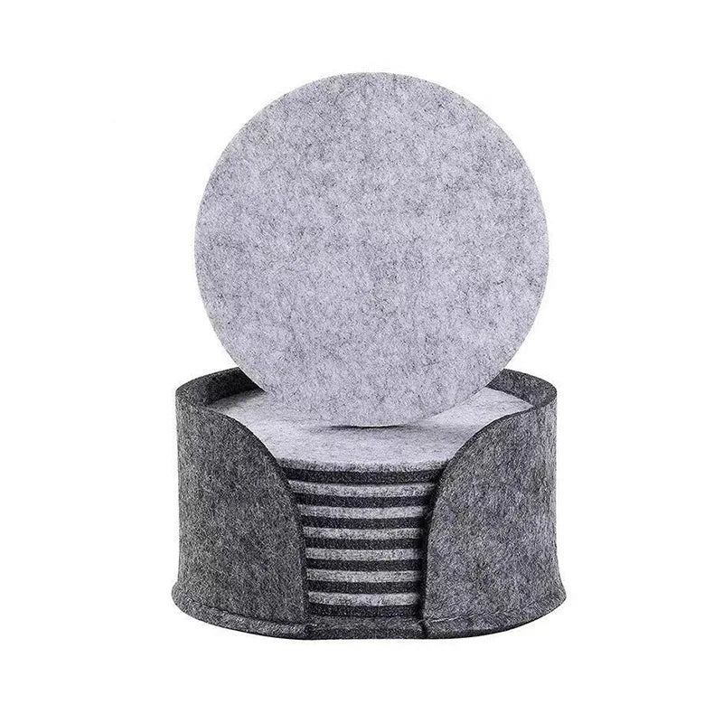 Round Felt Drink Coasters With Holder Felt Coaster Set Felt Glass Cup Mat Pad