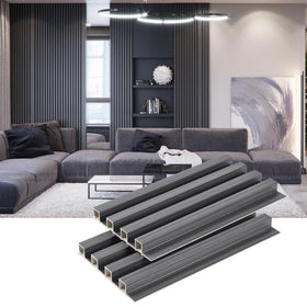 Professional Production WPC Wall Panel with Black Wooden Grain TV Background Boards
