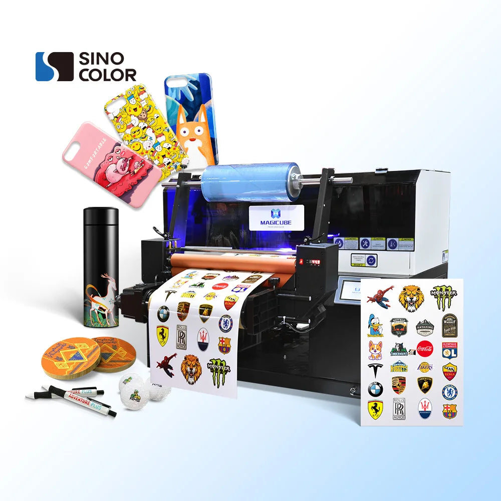 SinoColor Smart Machine Vision Syatem AI Positioning Camera Scanner ID Card UV DTF Crystal Label Small Inkjet Flatbed Printer