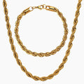 Fashion Cuban Necklace PVD 18k Gold Plated Stainless Steel Dubai Jewelry Sets Men Miami Cuban Rope Chain Bracelet Jewelry Set