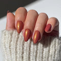 Short Almond Reusable Stick on Fake False Nails Set Supplier Wholesale Soft Gel Glossy Cinnamon Custom Press on Nails En Gel