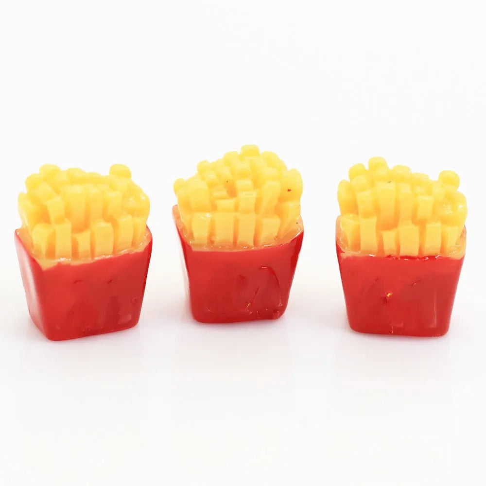 Miniature Food French Fries Resin Cabochons for Art Supply Decoration Charm Craft