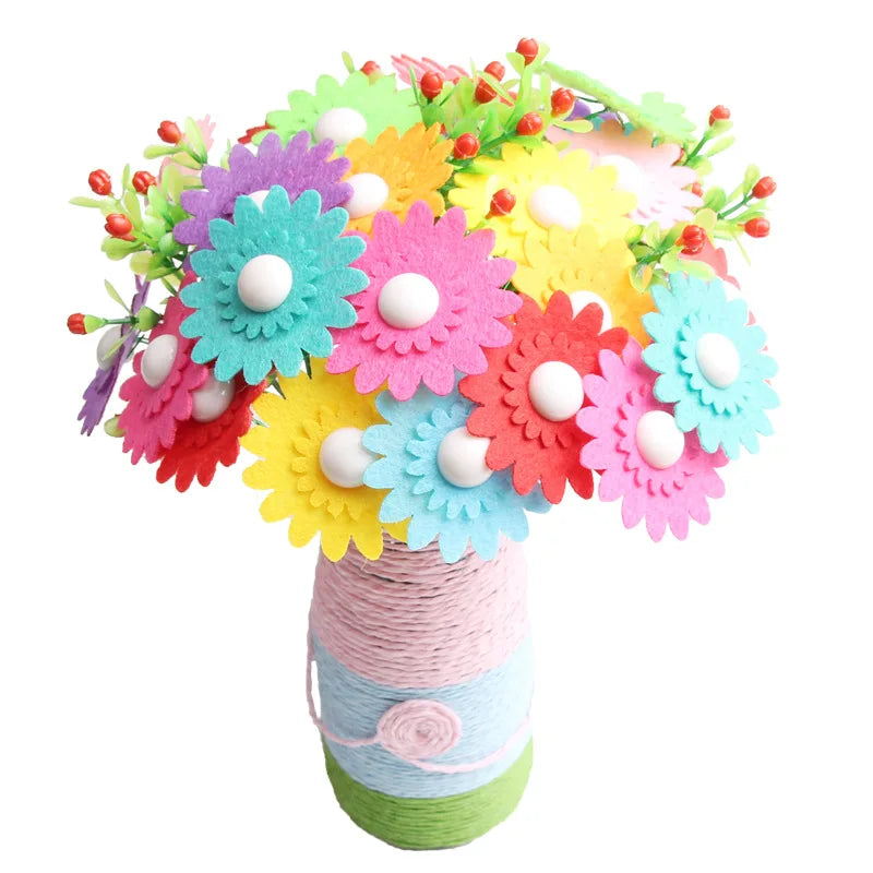 Handmade Flower Craft Kit Button Felt Flowers Decorative Flowers