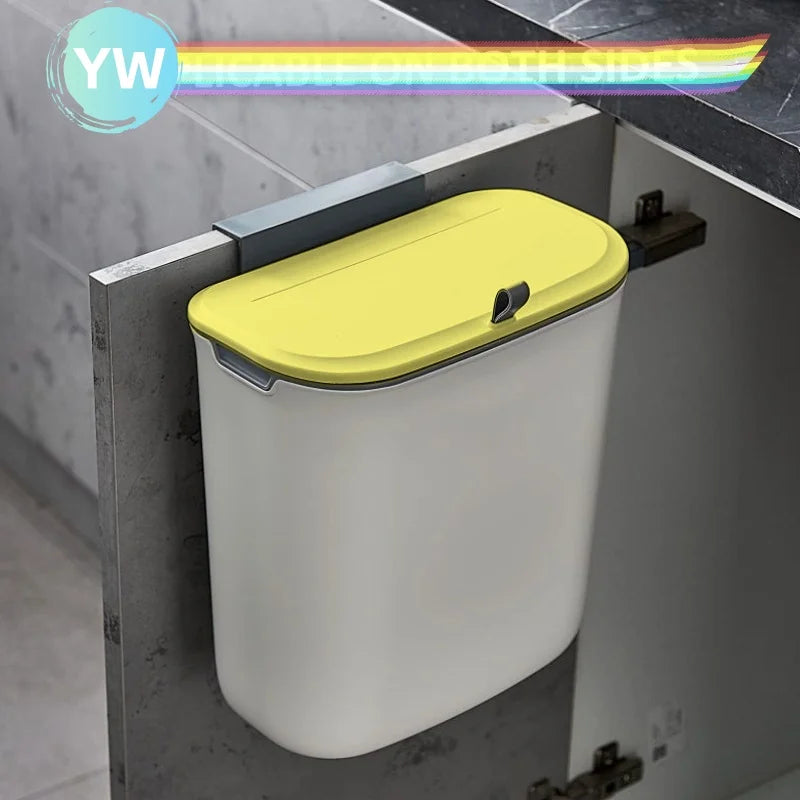 5L PP Plastic Wall-Mounted Trash Can Lid Home Hotel Office Bathroom Storage Domestic Kitchen Cabinet Hanging Waste Bin