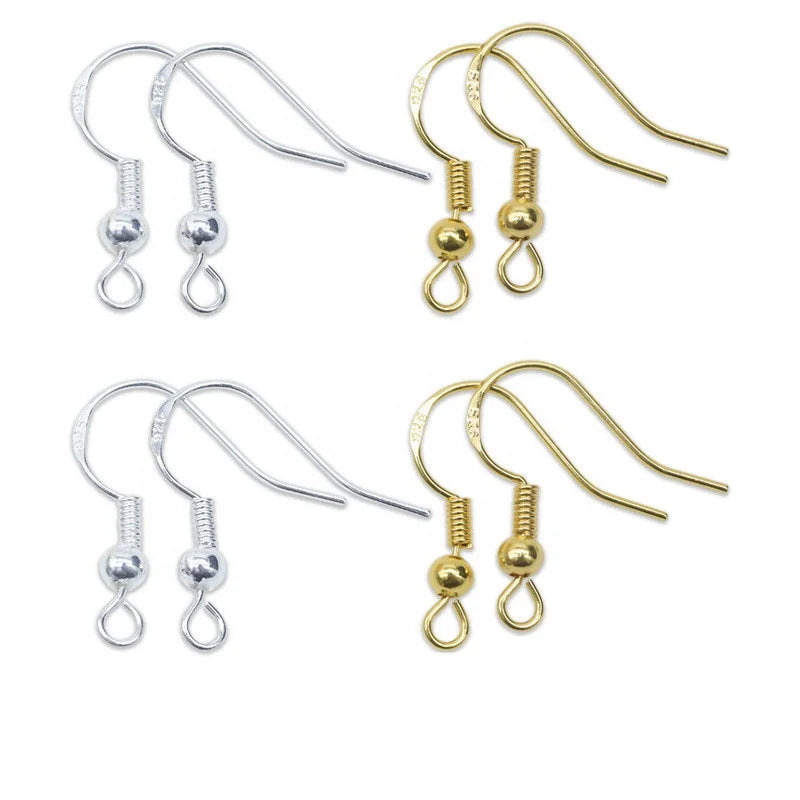 S925 Word Print Accessories Accessories Handmade DIY Earrings Make Materials Color -plated Ear Hook Semi -finished Products