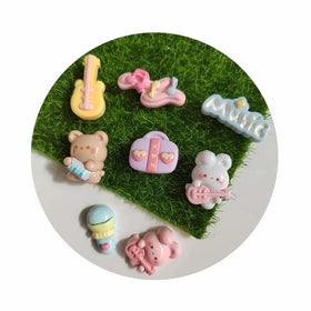 Resin Cartoon Rabbit Bear Cabochons Flatbacks Kawai Handbag Guitar Scrapbooking DIY Jewelry Hairpin Craft Decoration