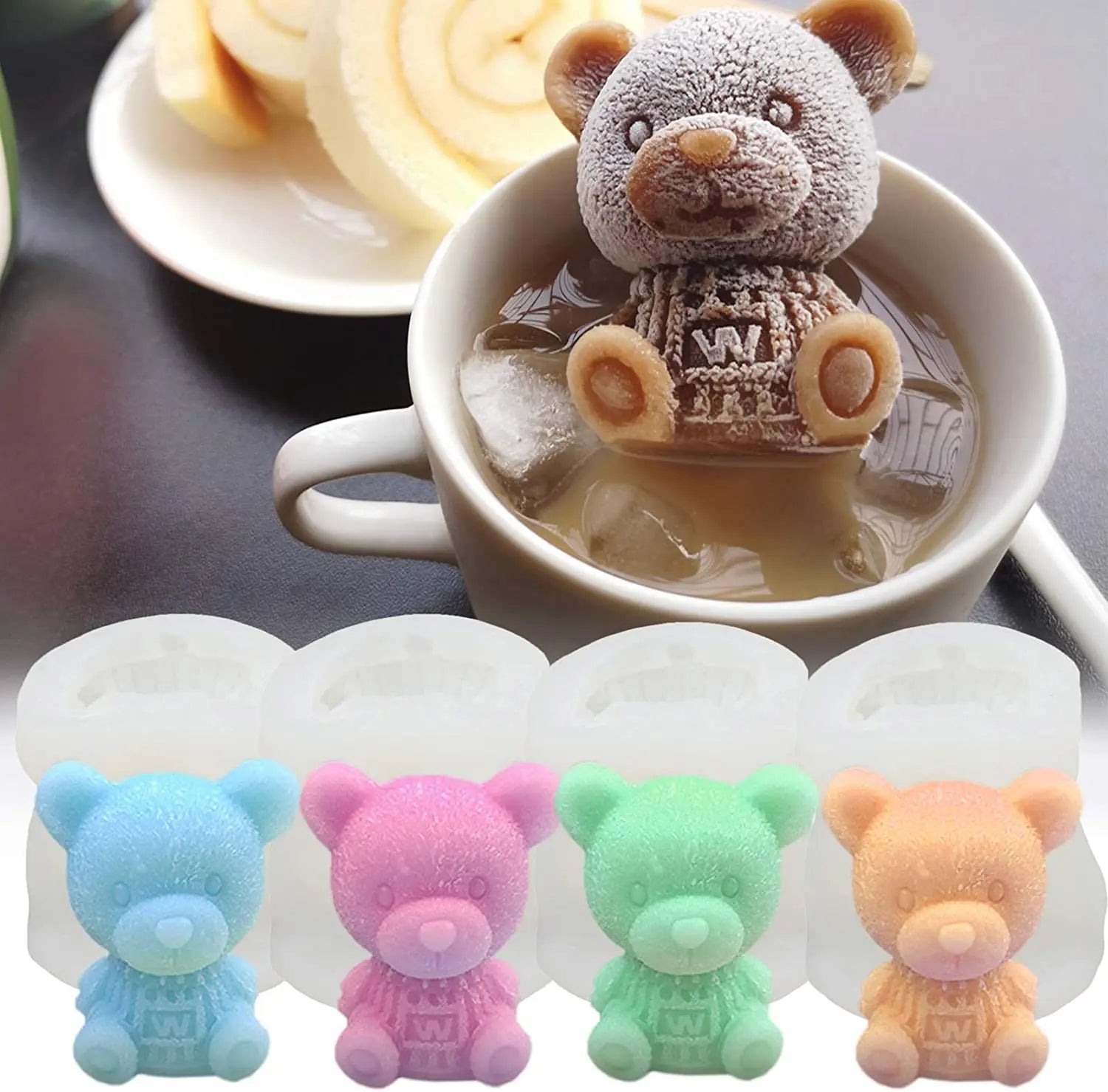 BPA Free Bear Shape Chocolate Silicone Ice Cube Tray Mold