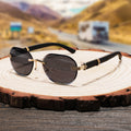 CONCHEN 2025 Rimless Sunglasses Men Fashion Small Frame Laser Logo Wood Sun Glasses