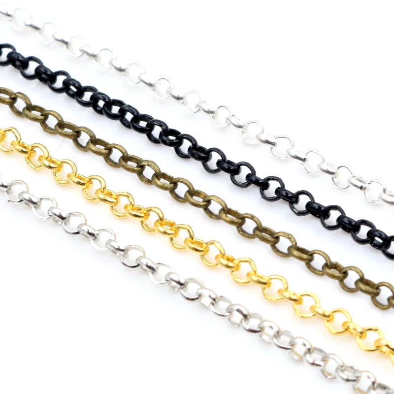 5 Meters 2.0mm 2.5mm 5 Colors Plated O-ring Unwelded Iron Cable Chains Necklace DIY Jewelry Making Findings Accessories