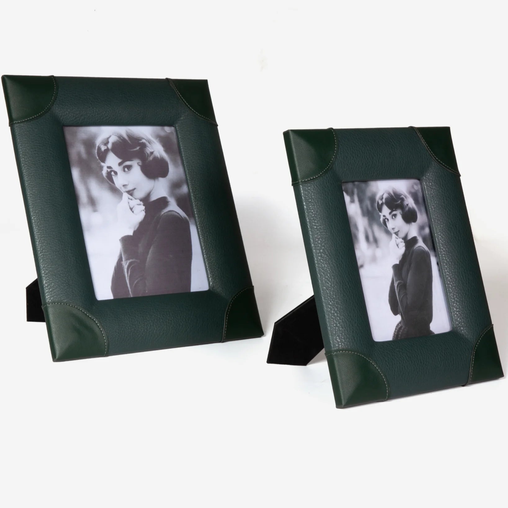 New Luxury Custom 4X6 5X7 Genuine Cowhide Real Leather Photo Frame Creative Design for Home Decoration in Orange