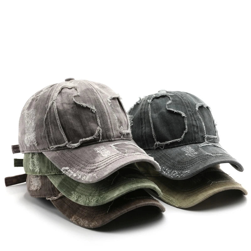 Fashion Design Custom Logo 3D Embroidery Letter Washed Cotton Dad Hat 6 Panel Curved Brim Distressed Demin Baseball Cap