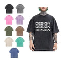 RNSHANGER Custom Men  Snowflake Retro Heavyweight Pure Cotton Round Neck T-shirt Customized Washed Loose Short Sleeved Tees