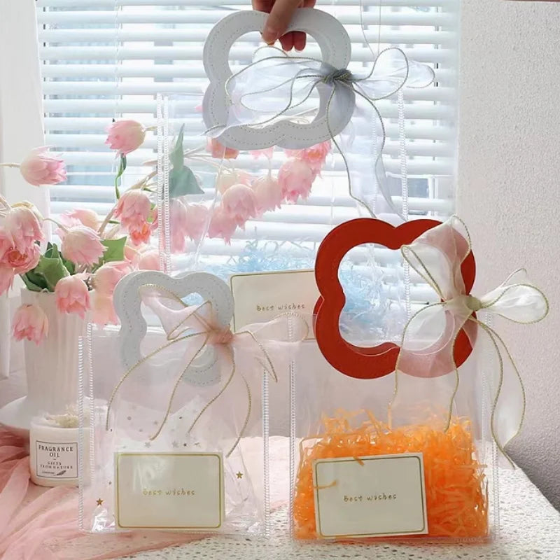 Fashionable Reusable Shopping Bag Portable Hand Gift Bags Transparent PVC Waterproof and Transparent Gift Bags