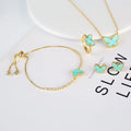 K-Style Cross-Border Copper Set Cute Butterfly Design; Women's Necklace Bracelet Ring Earrings-Wholesale Manufacturer