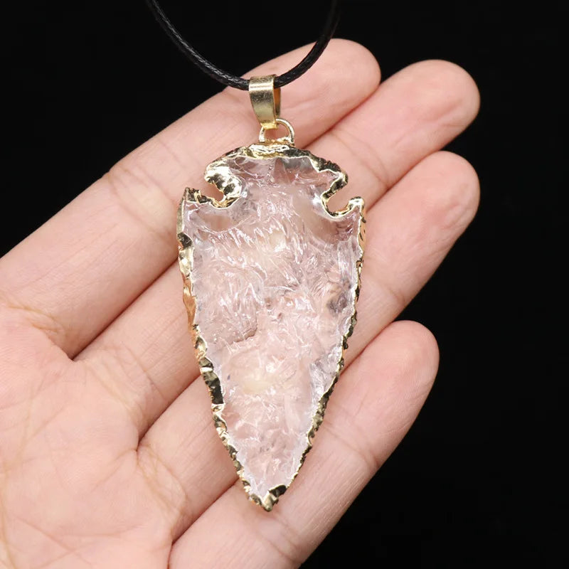 Huiying Natural Healing clear Crystal Pendants Quartz Arrow Charms Pendant Necklace Jewelry