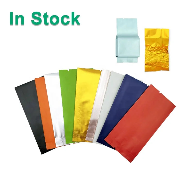 Various Colors Aluminum Foil Metallized Plastic Laminated Heat Seal Side Gusset Food Vacuum Pouch Small Tea Packaging Bag MegaBDM