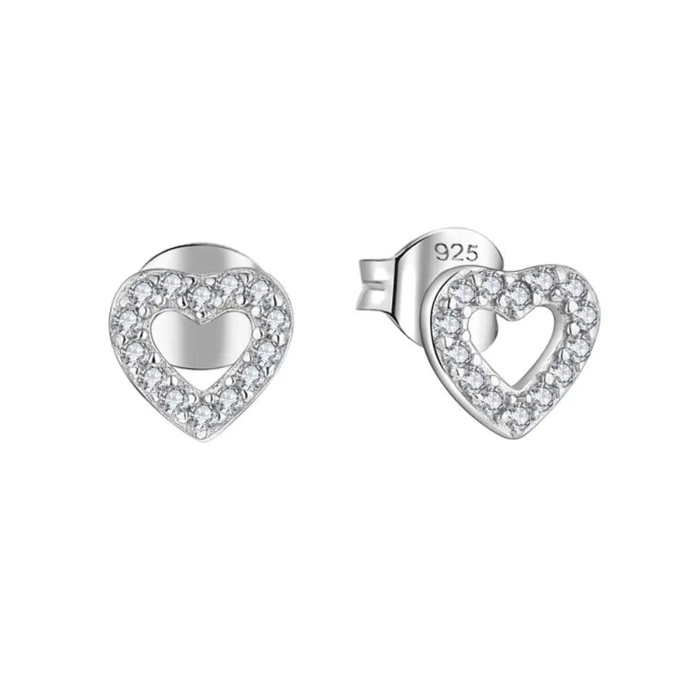 Heart 5A Zirconia Womens Korean Earrings 925 Sterling Silver Lovely Korean Stud Earring for Girls Wholesale