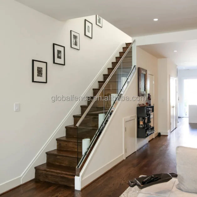 Reilbu Aluminium U Channel  Glass Railing System for the Stair Has Slope Platform Side