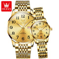 OLEVS 6666 Couple Watches Minimalist Watch Steel 30M Waterproof Wristwatches OEM Automatic Watches for Lover