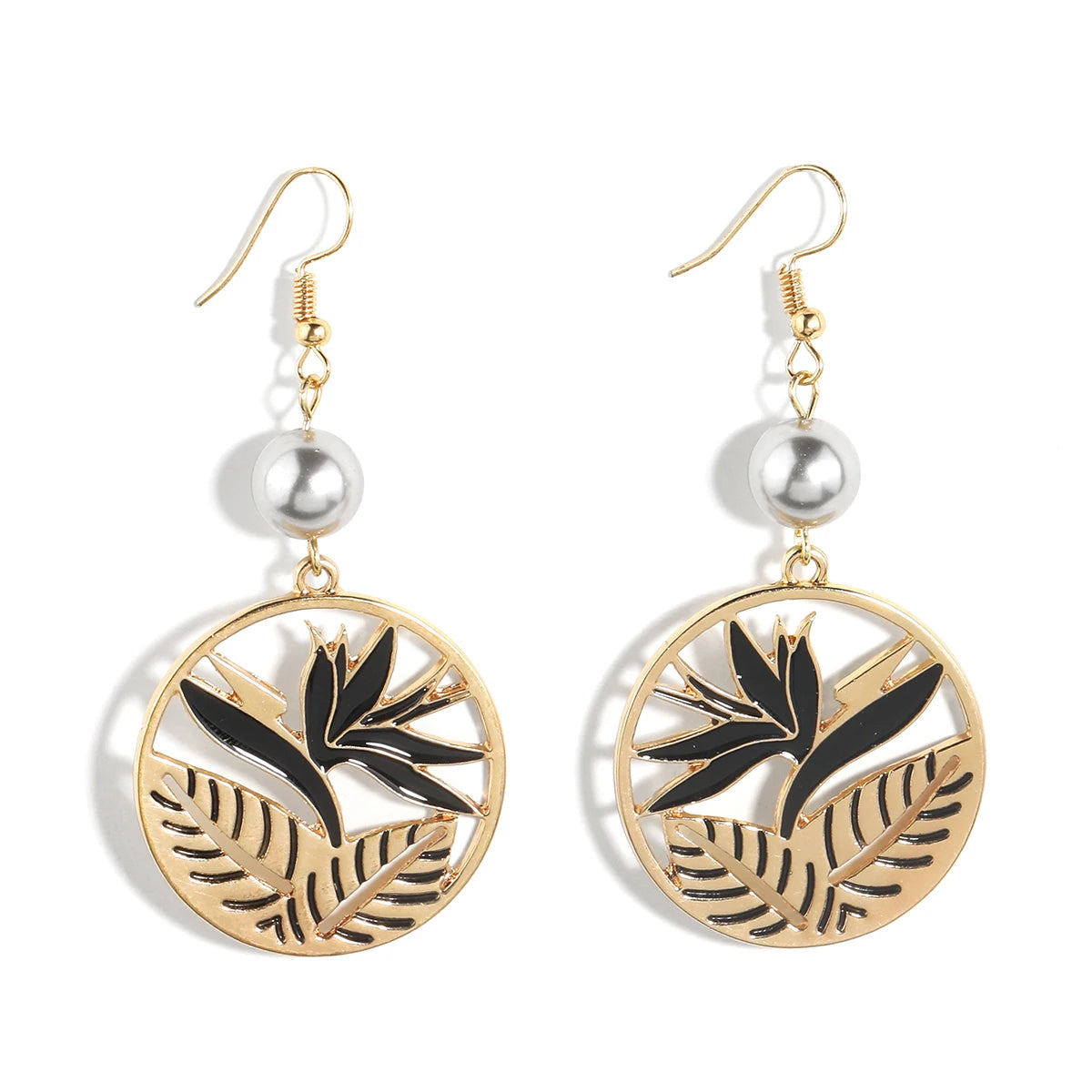 2023 Holiday Pearl Dangling Earrings Alloy Round Pendant Women Hawaiian Dangle Pearl Earring for Women