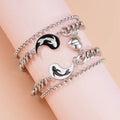 Men Women Chinese Yin Yang Fish Magnetic Ball Buckle Couple Bracelet Set  Stainless Steel Chains Fine Bracelet for Lover