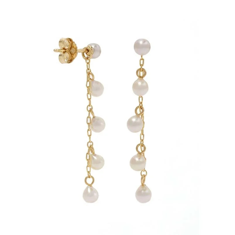Gemnel Elegant Different Wearing Way Delicate Chain Set with Glowing Shell Pearls Stud Drop Earring