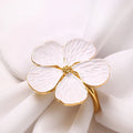 Hot Sale Western Restaurant White Flowers European Plum Blossom Napkin Storage Luxury Metal Napkin Ring