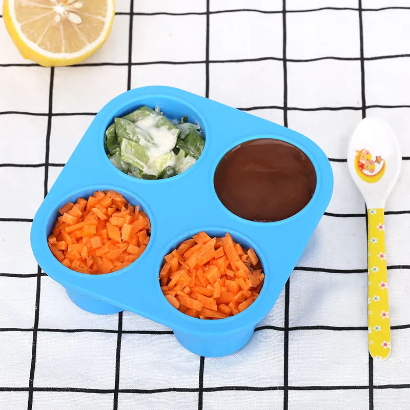 Silicone Collapsible Baby Food Storage Containers with Divided Plate Ice Cream Maker & Freezer Tray