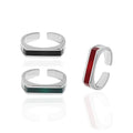 WMJT694 S925 Sterling Silver Fashion Black Drop Glaze Rectangle Thai Silver Ring Jewelry Rectangle Bar Glaze Ring