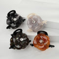 ZiTeng French Superior Sense Simple Camellia Acetic Acid Clip Back of Head 2024 Summer Hair Clip Women's Hair Clip
