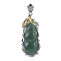 Exquisite Rhodium and Gold Plated 925 Silver Jewelry Natural Jadeite Pendant for Women Anniversary Gift