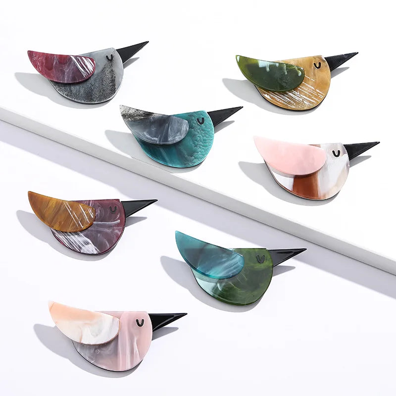 Jacho Custom Women's Acetate Acrylic Bird Safety Brooch Pin Newest Fashion Hijab Suit Accessories Stylish Jewelry Brooches