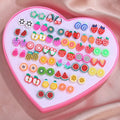 Factory Cross-border Fruit Love Heart Zirconia Earrings Set Cartoon Cute Earrings Jewelry Fashion Sweet Resin Earrings