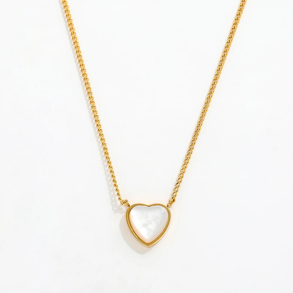 Joolim Jewelry 18K Gold Plated Heart Shell Pendant Necklace Stainless Steel Jewelry Wholesale