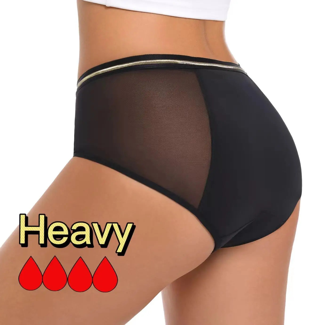 Eco Friendly Reusable Mesh Period Panties 88% Nylon Spandex High Waist Leakproof Underwear