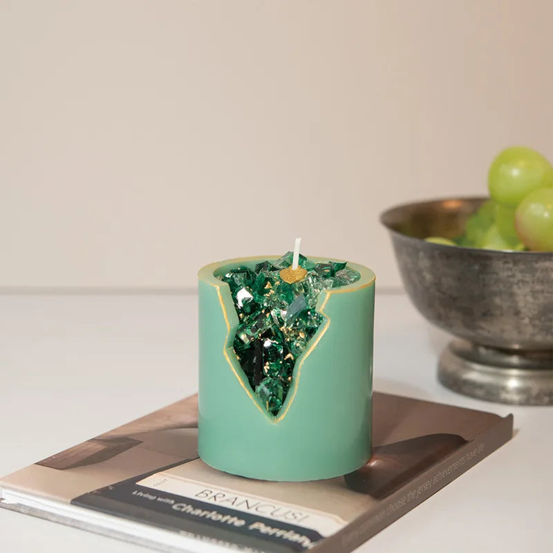 Aromatherapy Aroma Aromatic Home Decor Decoration Crafts Healing Crystal Candles Gold Leaf Crystals Luxury Gift Scented Candle