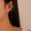 Trendy Elegant Charm C-Shaped Earrings Inlaid Zircon Tassels Drop Earring Multi Layered Long Chain Tassels Earrings for Women