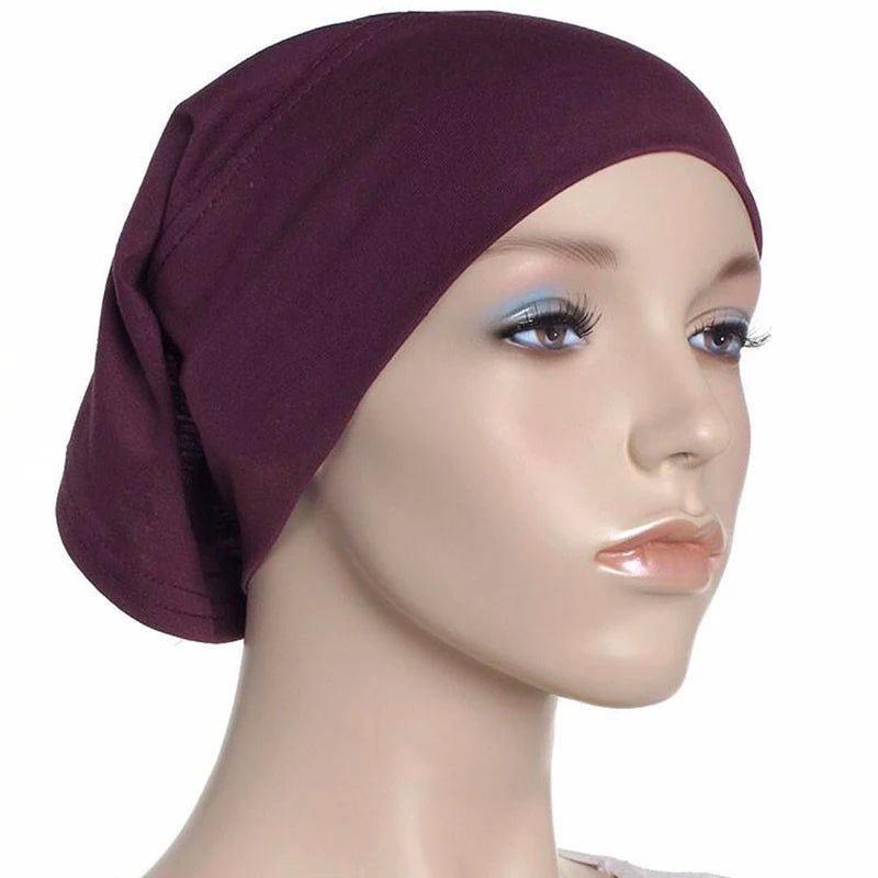 1 Piece Drop Shipping 12 Colors Muslim Breathable Jersey Turban Underscarf Cap Plain Inner Hijab