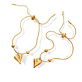 French Vintage Style Ins Stainless Steel 18K Gold Plated Design Love Heart Draw Pull Buckle Bracelet for Women