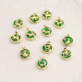 HD0031 Gold Plated Chinese Zodiac Sign Green Jade Pendants with Diamond Zirconia Animal Jade Tiger Dragon Snake Monkey Pendant