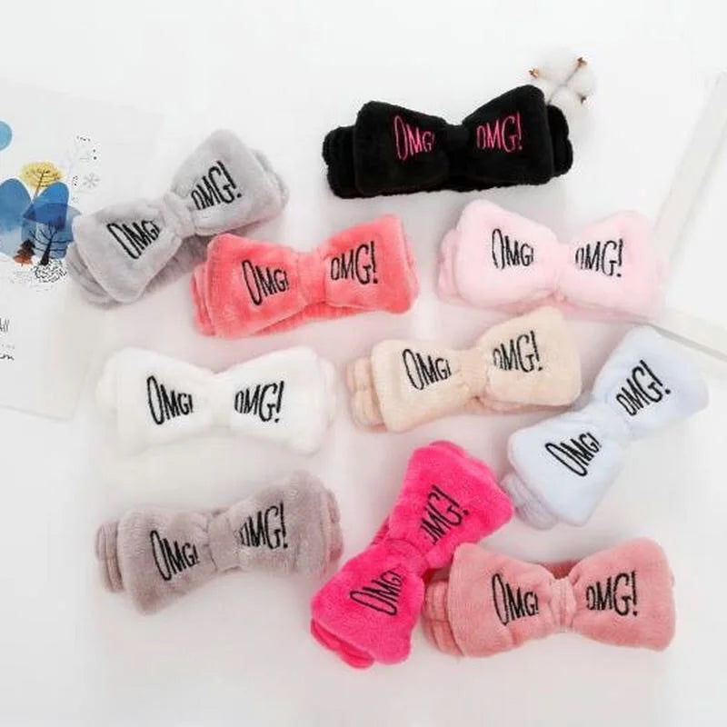 Wholesale Custom Butterfly Plush Hairband for Women Cute Soft Elastic Ponytail Hairband with 10 Colors Fashion Embroidery