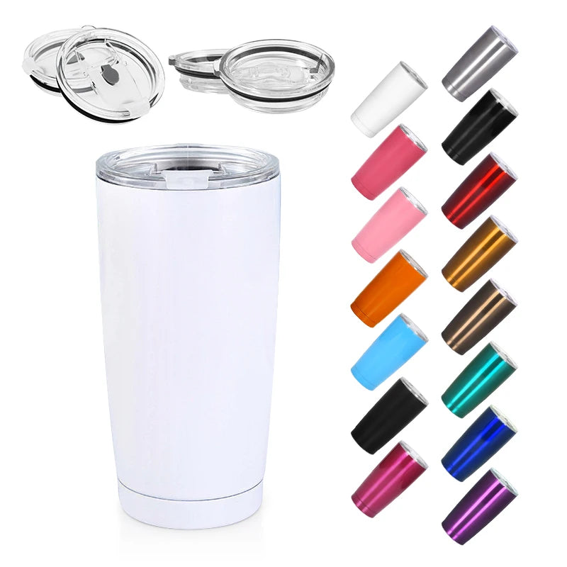 Custom logo 20oz Colored Car Tumbler Stainless Steel Travel Mug Double Wall Regular Tumbler with Lid