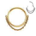 ASTM F136 Titanium 16G Hinged Segment Clicker Septum Ring with Chain Nose Ring Cartilage Earring Helix Lobe Piercing