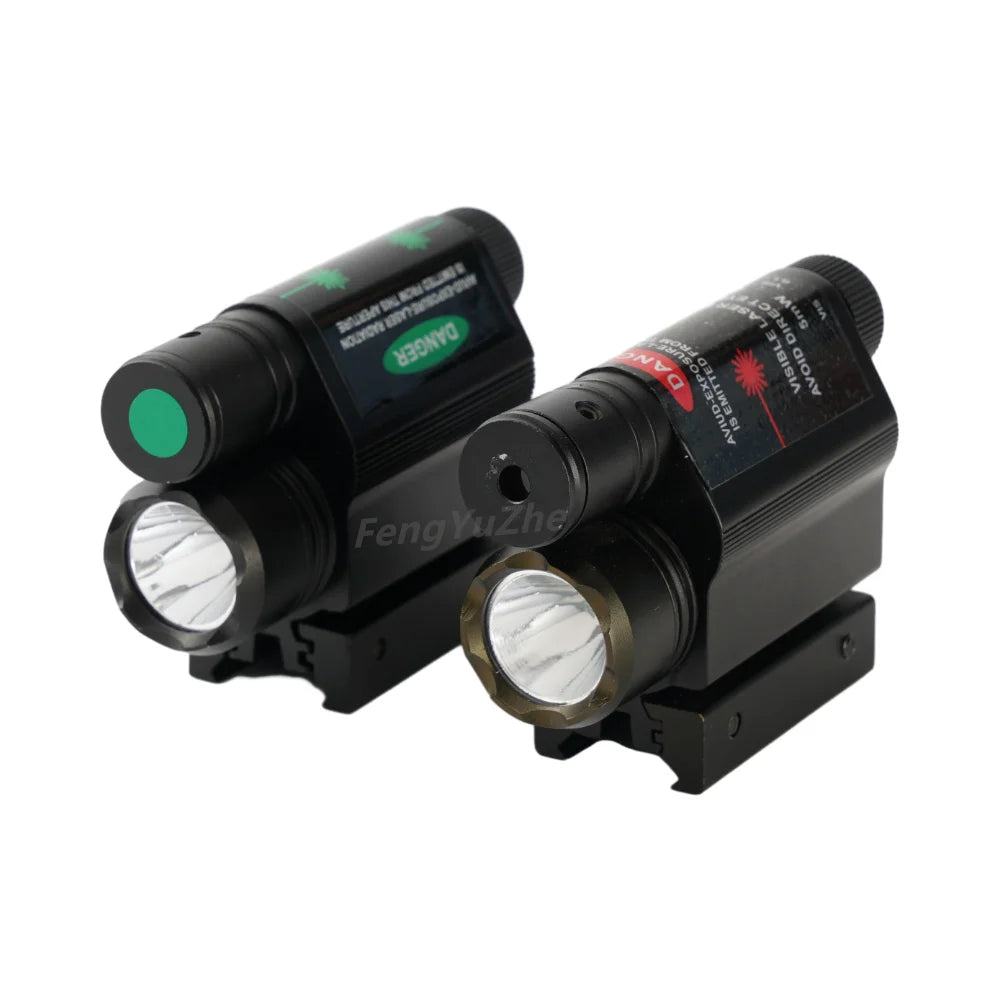 Mini Green Dot Laser Scope LED White Light Sight Scope 11/22mm Mount Set for Hunting