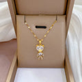 Collar De Oso Opal Stainless Steel Necklace Women's Advanced Clavicle Chain Collana Di Cristallo Bear Necklaces