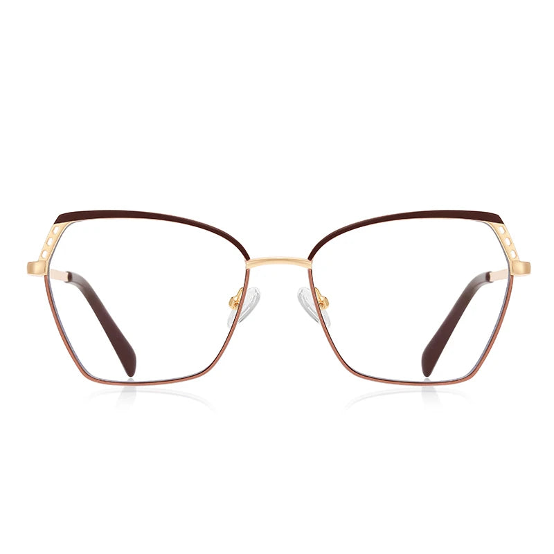 Hollow Designer Cat Eye Acetate Metal Optical Eyeglasses Frames Anti-Blue Light Computer Reading Glasses for Ladies